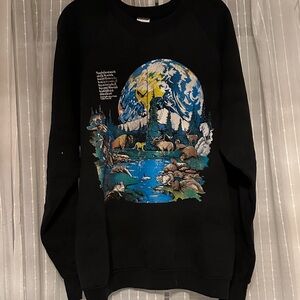 Vintage Fruit of the Loom Black Nature Graphic Men's Sweater